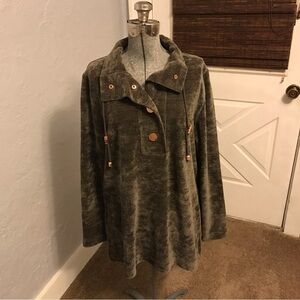 Soft Surroundings 2BR64 St. Germaine Chenille Velour Pullover Tunic Large Green